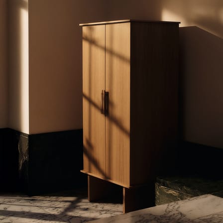 Armoire Stilt bois naturel / Dressing - L 90 x H 186 cm / Avec tringle - Ferm Living