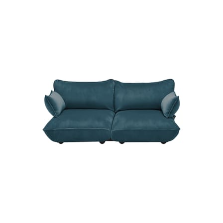 Canapé droit Sumo Medium bleu / 3 places - L 210 cm / Velours recyclé - Fatboy
