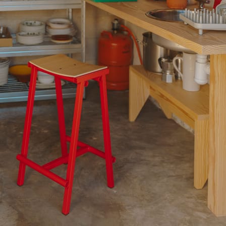Tabouret haut Taburete 8 métal rouge / H 65 cm - Hay