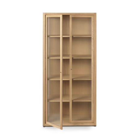 Vaisselier Reed bois naturel / Vitrine - L 70 x H 155 - Verre cannelé - Ferm Living
