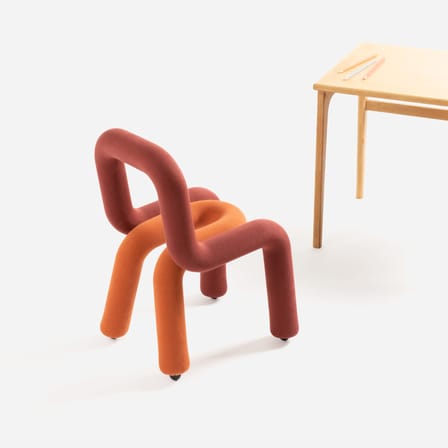 Chaise enfant Mini Bold x Milk tissu marron / Rembourrée - Moustache