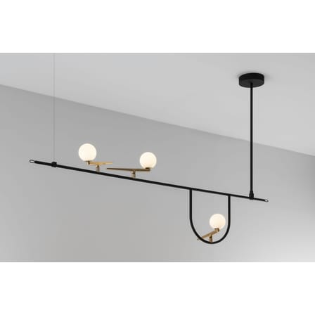 Yanzi SC1 Pendant metal glass black / LED - L 156 x H 61 cm - Artemide