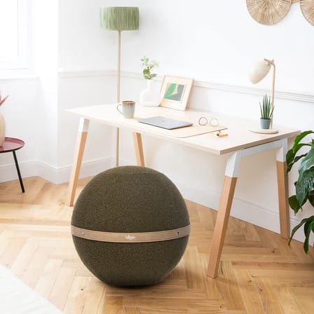 Pouf Bouclette Regular vert / Ergonomique - Ø 55 cm / Laine bouclette - BLOON PARIS