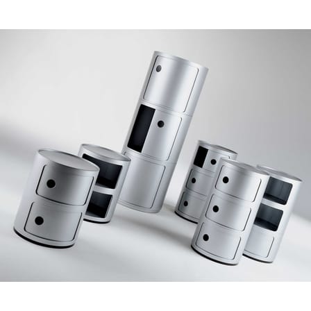 Rangement Componibili gris argent / 2 tiroirs - H 40 cm - Anna Castelli Ferrieri, 1968 - Kartell