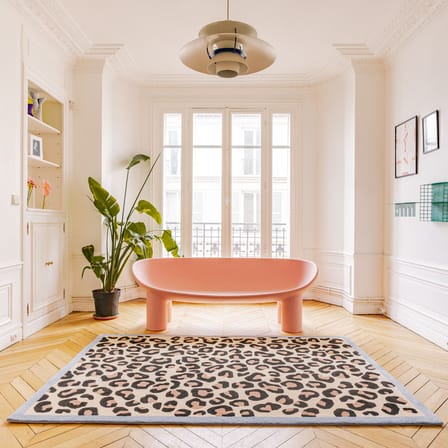 Blue Leopard Rug textile brown / 210 x 140 cm - Hand-tufted wool - COLORTHERAPIS