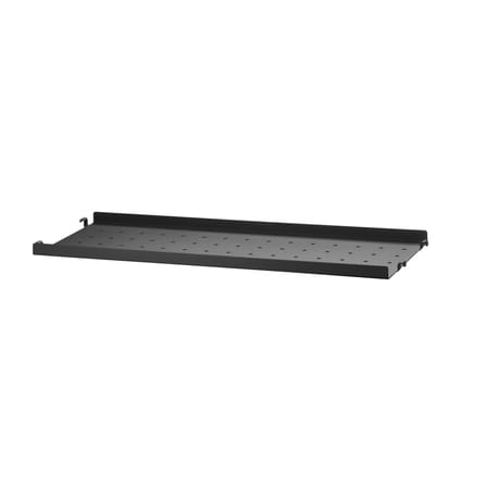  Shelf metal black Perforated metal / Low rim - W 58 x D 20 cm - String Furniture
