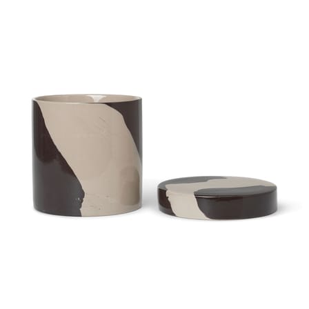 Boîte Inlay céramique marron beige Large / Ø 14 x H 14 cm - Ferm Living