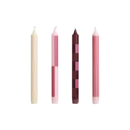 Set de 4 bougies longues Pattern rose - Hay
