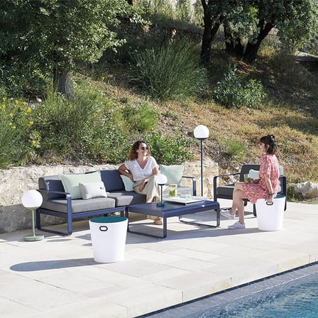 Canapé de jardin 3 places Bellevie métal tissu blanc / L 235 cm - Tissu blanc grisé - Fermob