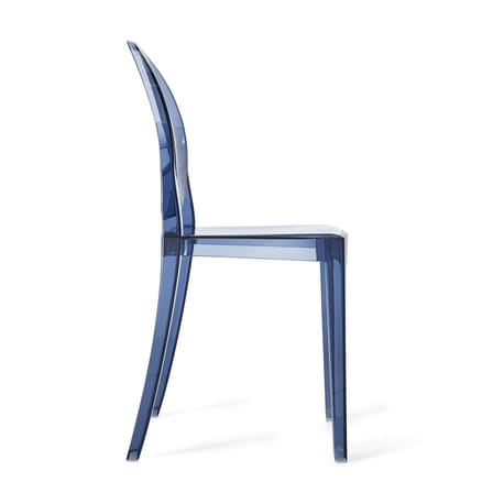 Chaise empilable Victoria Ghost plastique bleu / Polycarbonate 2.0 - Philippe Starck, 2005 - Kartell