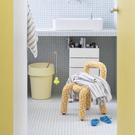 Chaise enfant Mini Bold tissu jaune / Rembourrée - Moustache
