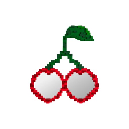 Miroir mural Pixel - Cherries bois rouge / 70 x 76 cm - Seletti