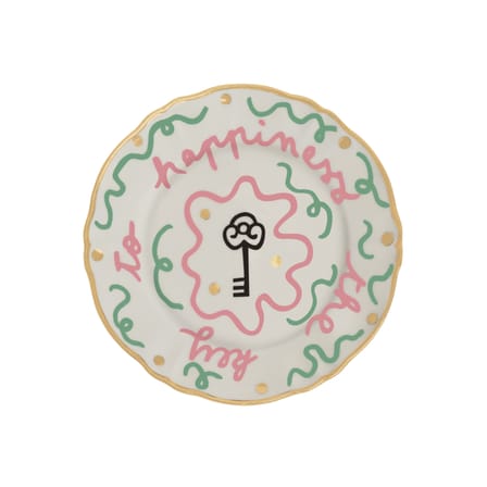 Key to happiness Petit fours plates ceramic multicoloured / Ø 16.5 cm - Bitossi Home