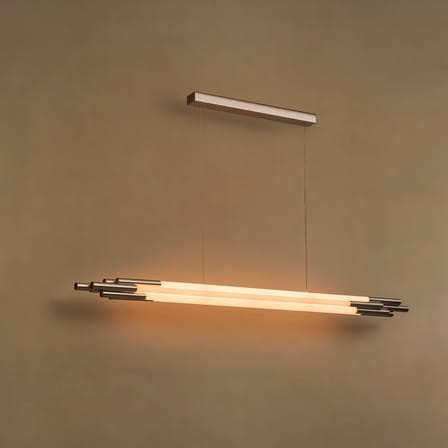 Suspension ORG Horizontal Medium verre blanc / LED - L 160 cm - DCW éditions