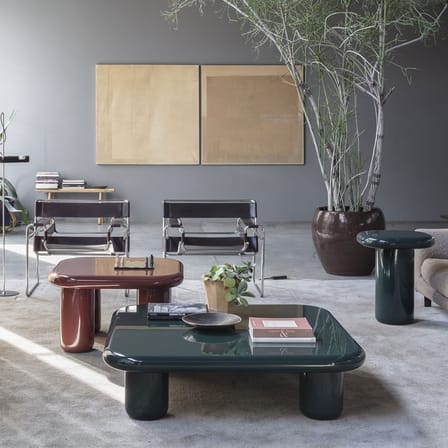 Table basse Bilbao bois rouge / 120 x 120 x H 31 cm - Mogg