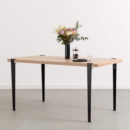 Table rectangulaire Balthazar métal noir / 150 x 75 cm - 4 à 6 personnes / Bois éco-certifié - TIPTOE
