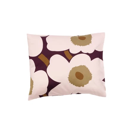 Taie d'oreiller 65 x 65 cm Unikko rose / Satin de coton biologique - Marimekko