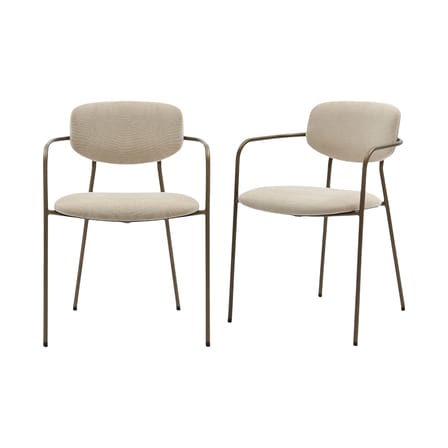Set de 2 fauteuils de repas rembourrés Aya tissu beige - NV GALLERY