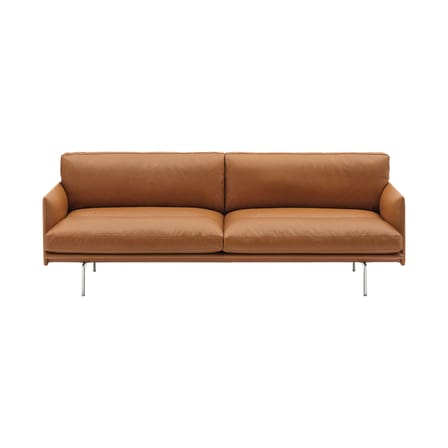 Canapé droit Outline Soft cuir marron / 3 places - L 220 cm - Muuto