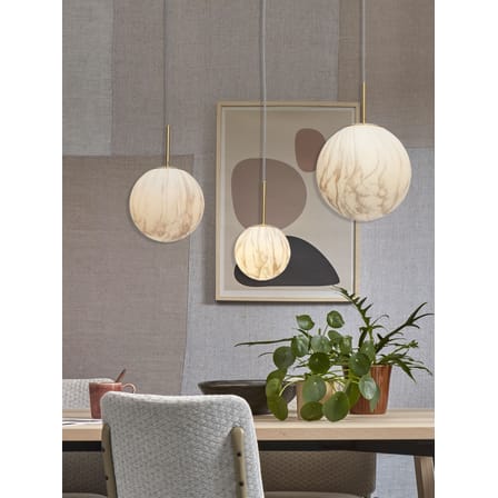 Suspension Carrara verre blanc or / Ø 16 cm - Verre effet marbre - It's about Romi