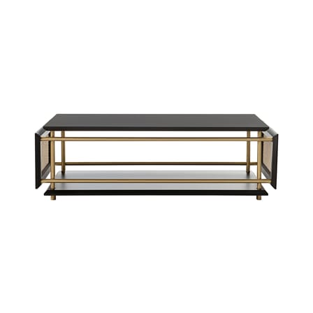 Tavolino Wiener Box fibre legno nero oro beige / 107 x 50 cm x H 33 cm - Canna di paglia - Wiener GTV Design