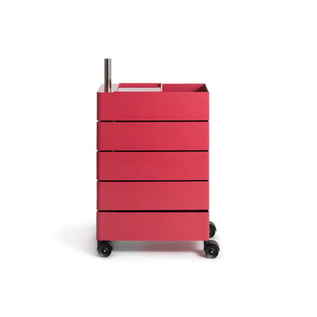 Caisson à roulettes 360° rouge / 5 tiroirs - 35 x 46 cm x H 60 cm - Magis