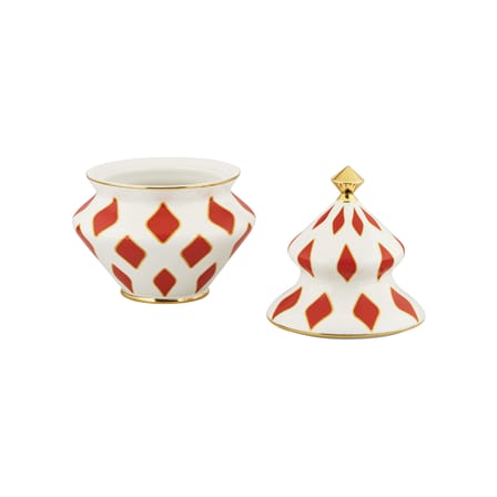 Boîte à bonbons Delight céramique rouge / Décoré à la main - Ø 15,5 x H 22 cm - Alessi