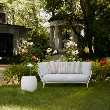 Canapé de jardin 2 places HiRay métal tissu blanc / L 162 cm - Coussins INCLUS - Kartell