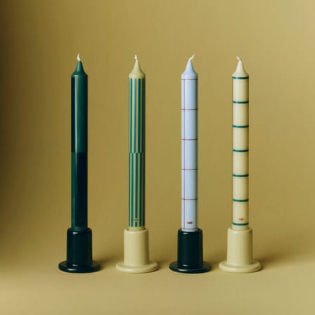 Candela lunga Pattern cera verde / Set da 4 - Hay