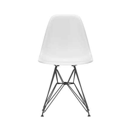 Chaise RE DSR - Eames Plastic Side Chair plastique blanc / (1950) - Pieds noirs / Recyclé - Vitra