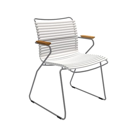 Fauteuil Click Dining plastique blanc / Accoudoirs bambou - Houe