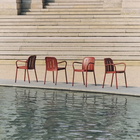 Fauteuil empilable Deville métal rouge - Hay