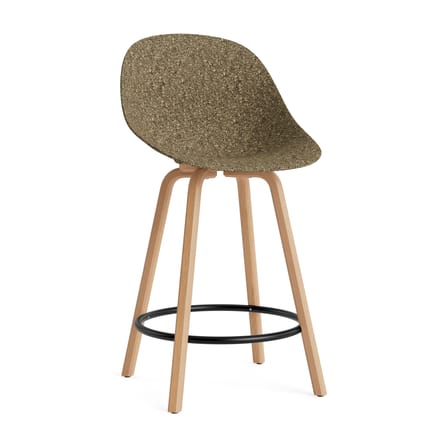 Hochstuhl Mat Chair faser braun / H 65 cm - Alge Marine / Füße Buchenfurnier - Normann Copenhagen
