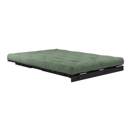 Schlafcouch Roots holz grün / B 140 cm - 3 Positionen / Schwarze Struktur - KARUP