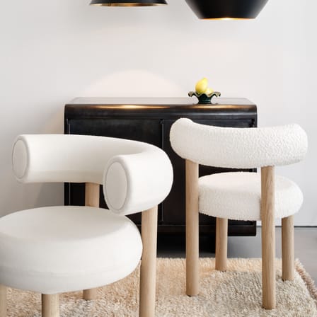 Sedia imbottita Fat Dining tessuto bianco / Tessuto Elle Sahco - Tom Dixon