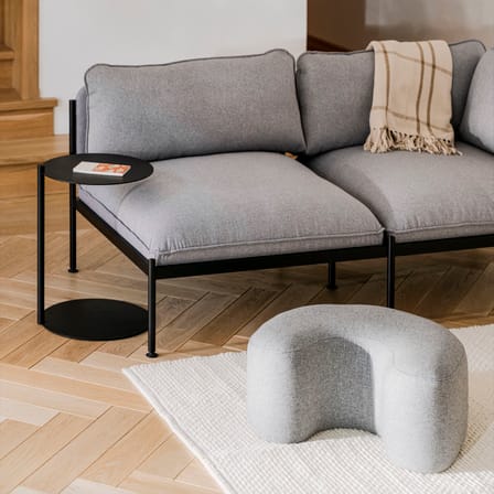 Pouf Ü tissu gris / 60 x 50 x H 30,5 cm - NOO.MA
