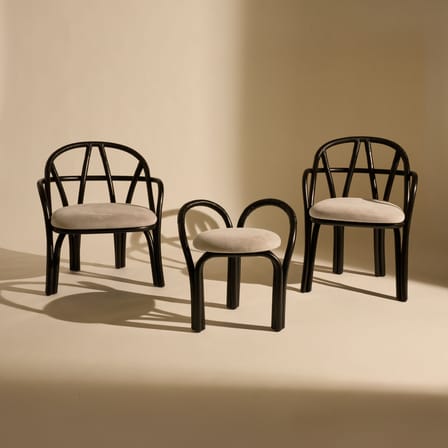 Tabouret rembourré Bistra fibre végétale noir - Gubi