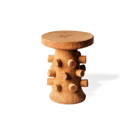 Table d'appoint Stub bois naturel / Tabouret - Bois sculpté main / Ø 35,5 x H 46 cm - POLSPOTTEN