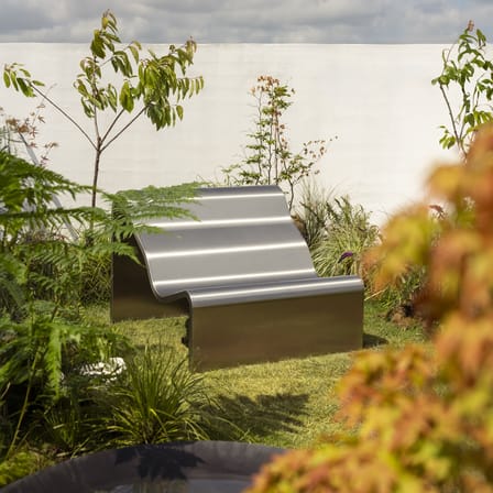 Banc avec dossier Dream View Bench métal argent / L 100 cm - Muuto