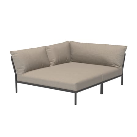 Canapé de jardin modulable Level 2 Cozy tissu beige / Dossier extra moelleux & assise profonde - Angle gauche - L 173,5 x P 139 cm - Houe