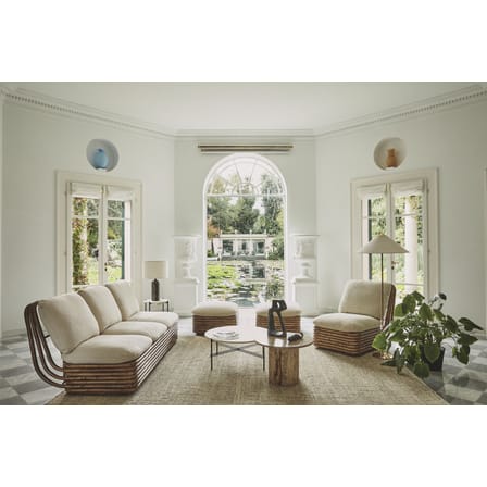 Canapé droit Bohemian ‘72 tissu fibre végétale blanc beige / Réédition 1972 - 3 places / L 210 cm - Rotin - Gubi