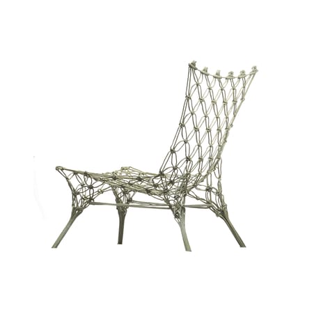 Fauteuil Knotted chair plastique tissu beige / Marcel Wanders, 1996 - Corde recouverte de résine - Cappellini