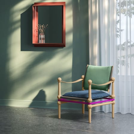 Fauteuil rembourré Twain tissu vert / Konstantin Grcic, 2024 - Magis
