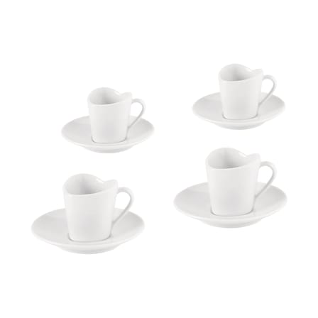 To Mocha cup ceramic white / Set of 4 with saucers - Alessi