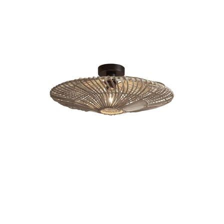 Plafonnier Zanzibar fibre végétale bois blanc / rotin / Ø 55 cm - GOOD&MOJO