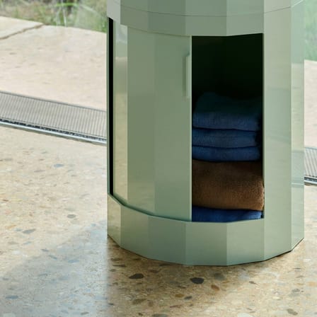 Rangement Facet Low vert menthe / H 49 cm - 1 porte / Avec roulettes - Hay