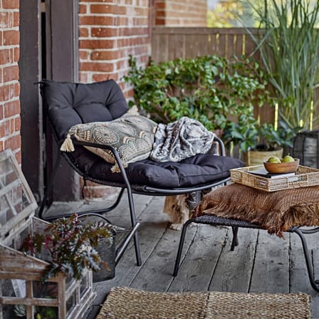 Set fauteuil & repose-pieds Boel / Tressage corde - Coussin inclus - Bloomingville
