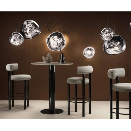 Sospensione Melt Mini LED materiale plastico argento grigio metallo / Ø 28 cm - Policarbonato metallizzato ( cambia colore) - Tom Dixon