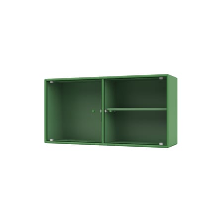 Rangement mural Ripple I bois vert / Vitrine - L 69,6 x P 20 x H 35,4 cm / Verre ondulé - MONTANA