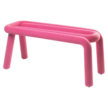 Banc rembourré Bold tissu rose / L 100 cm - Moustache
